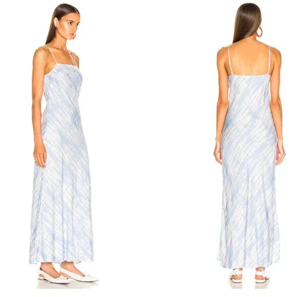 Womens Staud Blue White Cloud (Item- 3) July Strappy Rayon Maxi Dress 4 - Picture 2 of 15